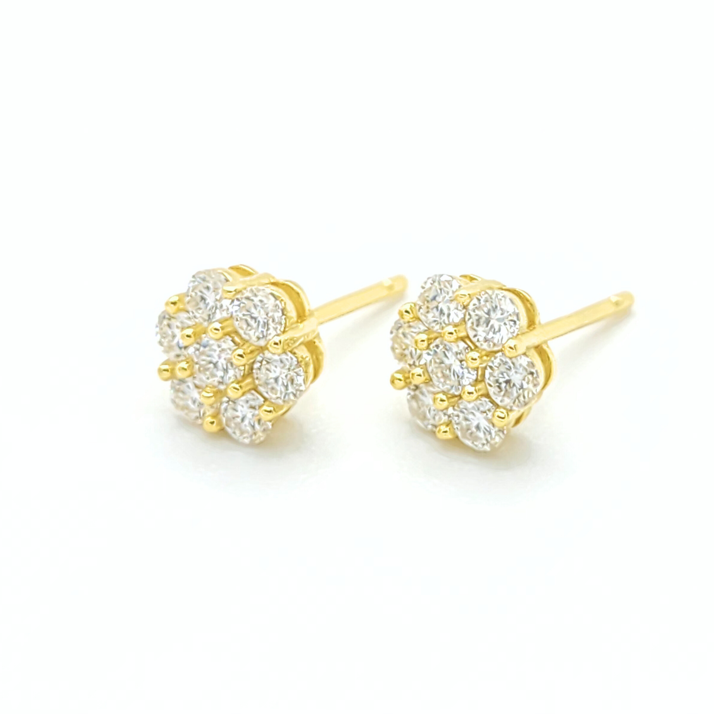 Moissanite Sparkling Flower Cluster Earrings