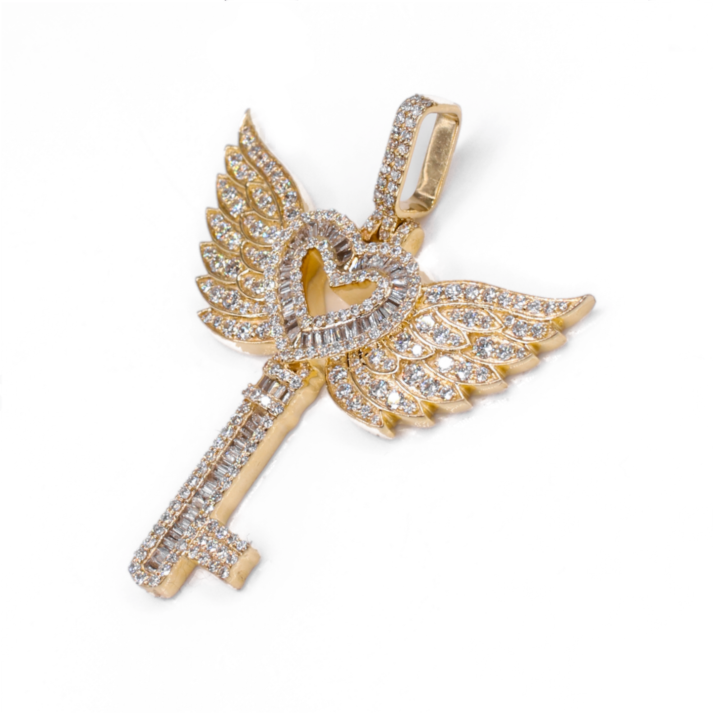 10k Gold Lab Diamond Heart Key Pendant