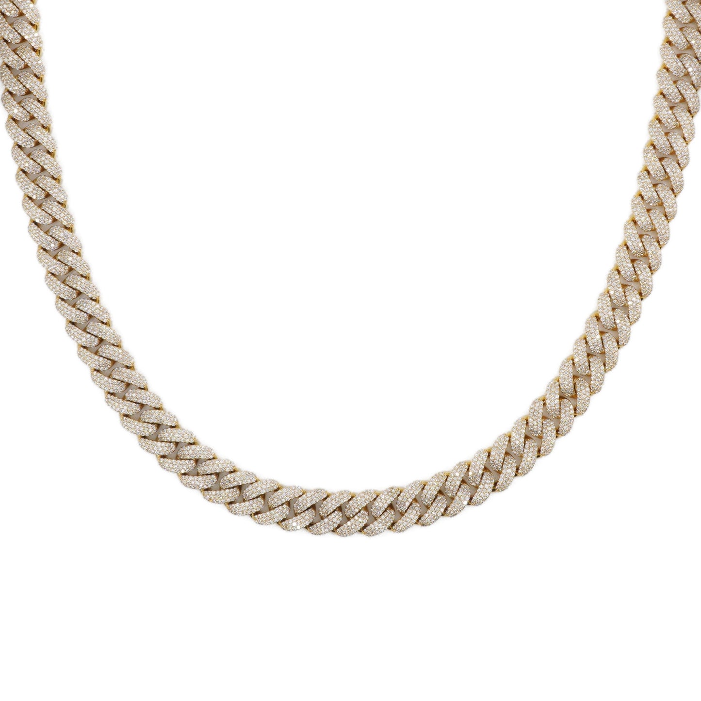 10k Solid Gold 11mm Lab Diamond Pave Cuban Chain