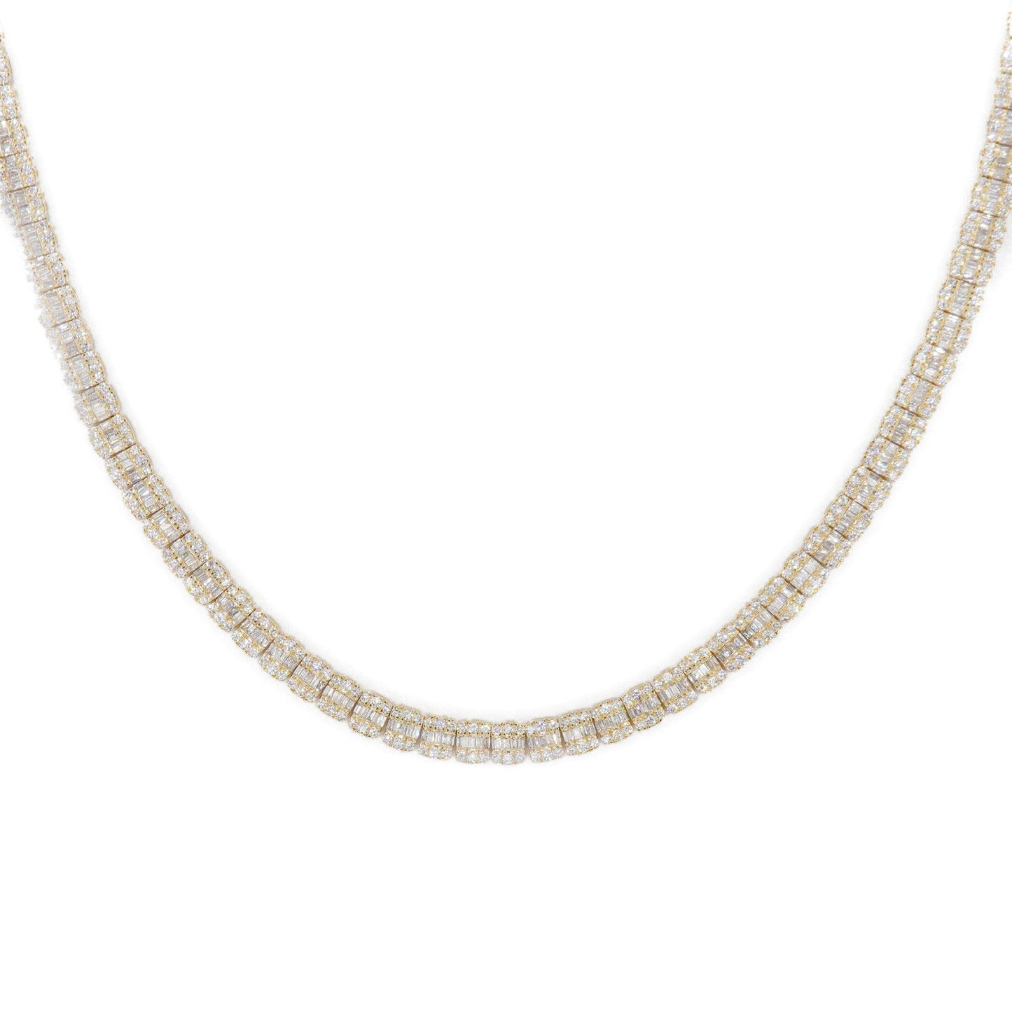 10k Solid Gold 5mm Lab Diamond Baguette Tennis Chain