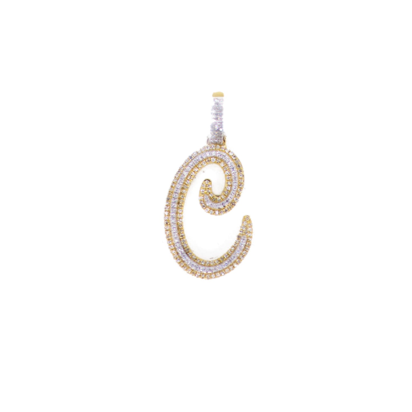 10k Solid Gold Lab Diamond 3D Script Letter Initial Pendant