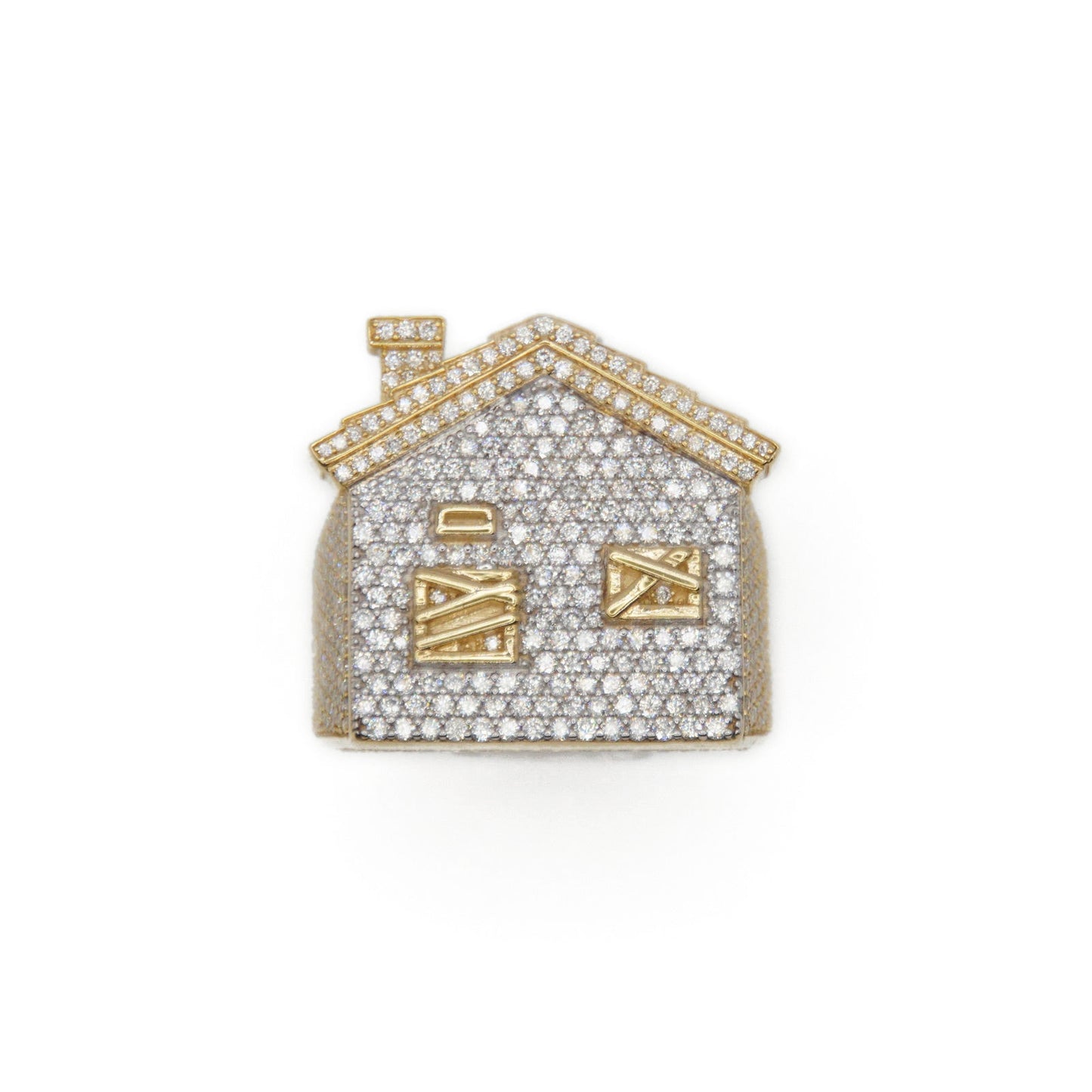 10k Solid Gold Lab Diamond Trap House Ring