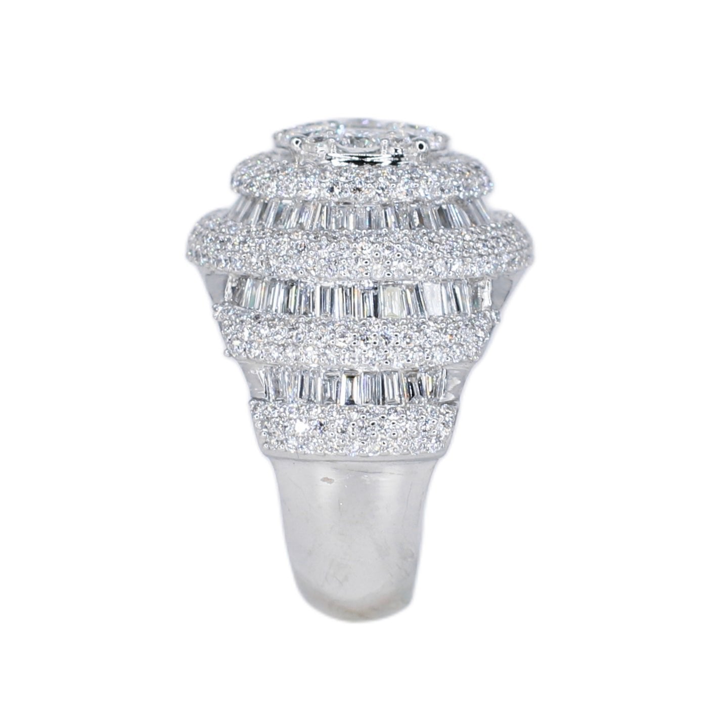 10k Solid Gold Lab Diamond Alternating Baguette Pave Men's Ring