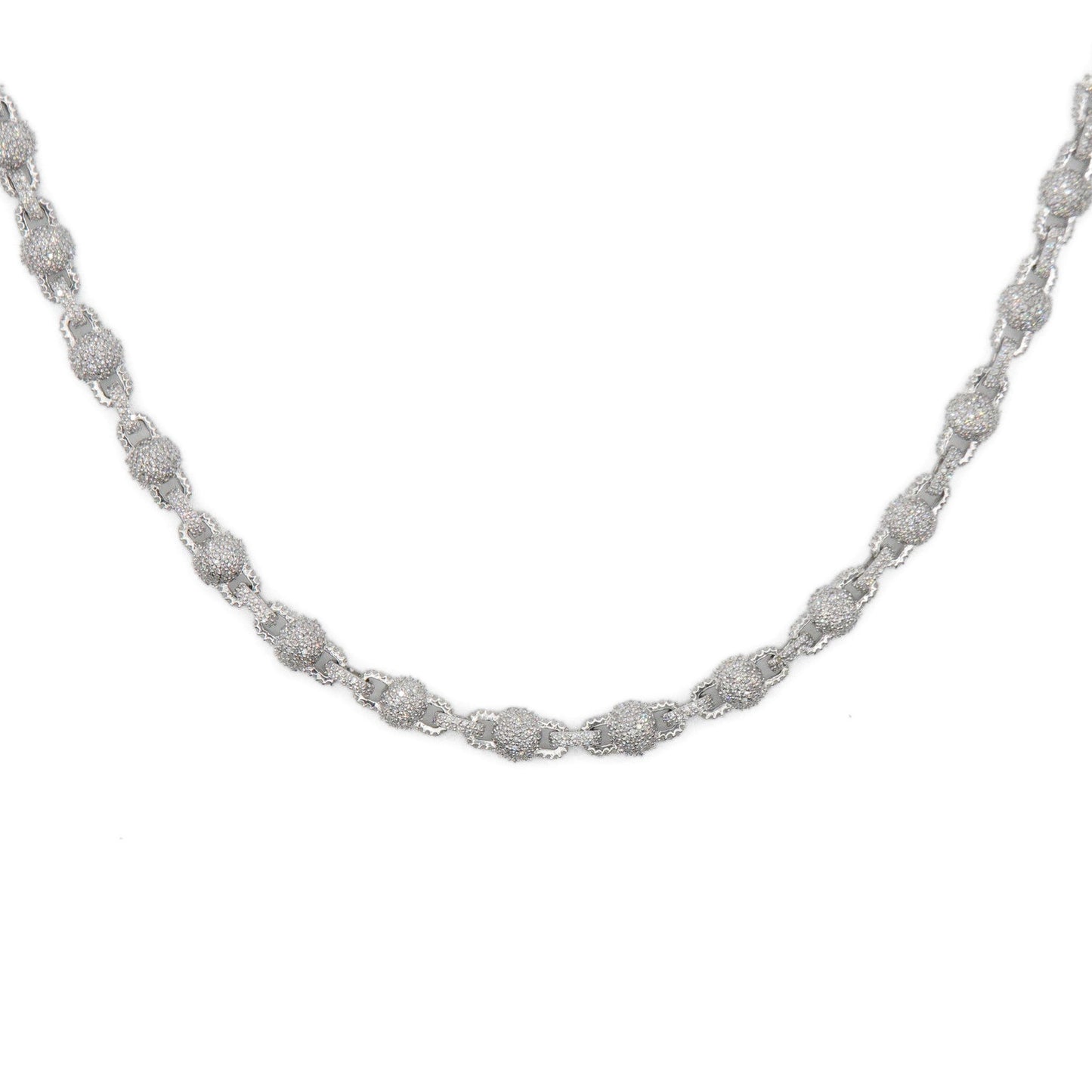 10k Solid White Gold Lab Diamond Ball Clip Chain