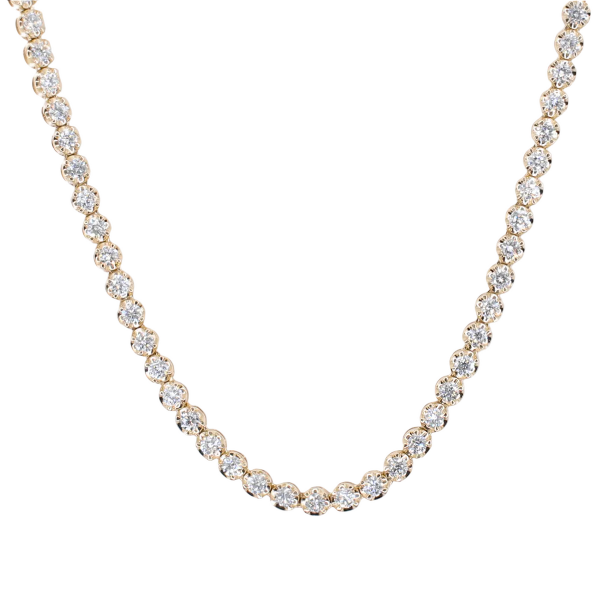 10k Solid Yellow Gold 3mm Lab Diamond Tennis Chain