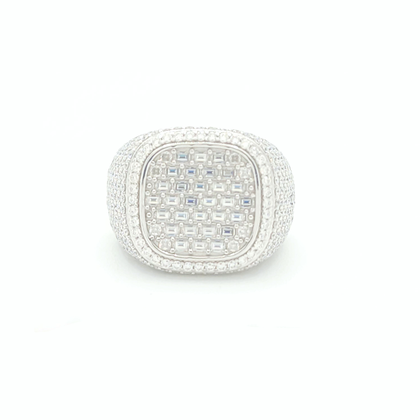 Moissanite Square Baguette Pavé Ring