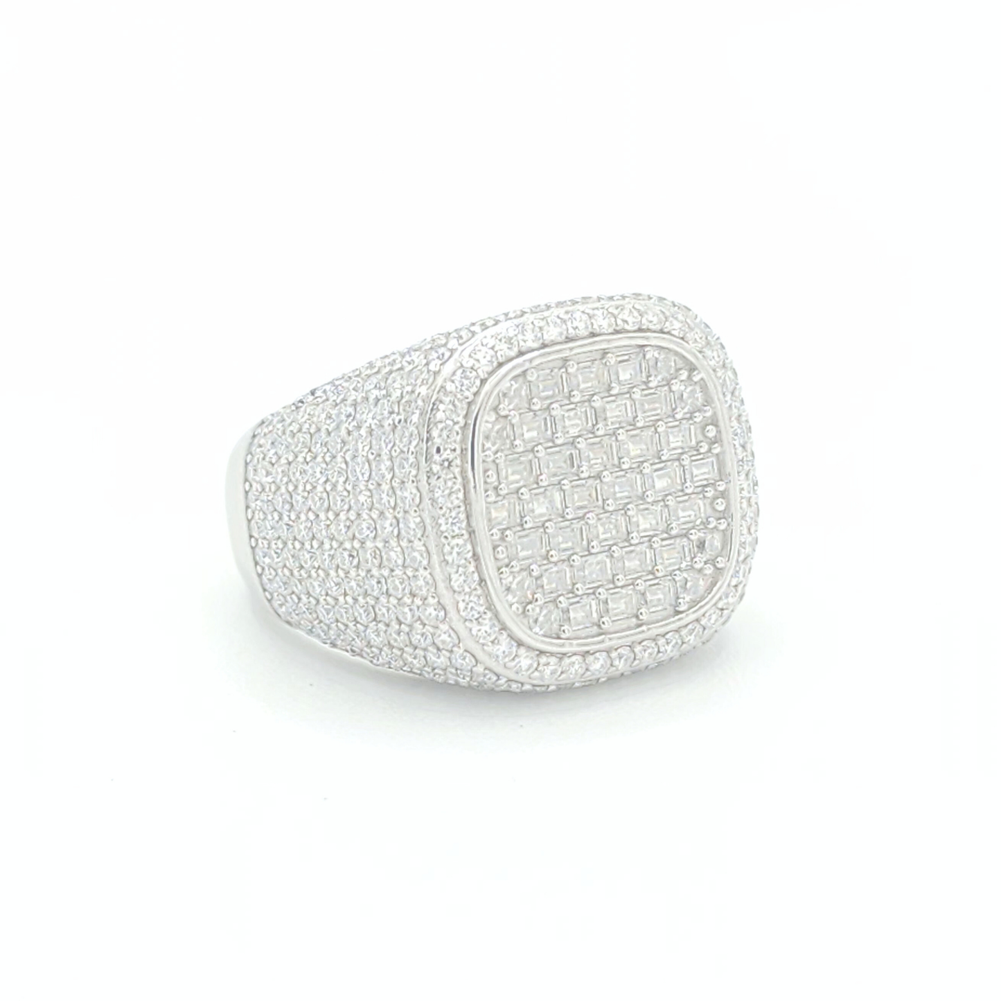 Moissanite Square Baguette Pavé Ring