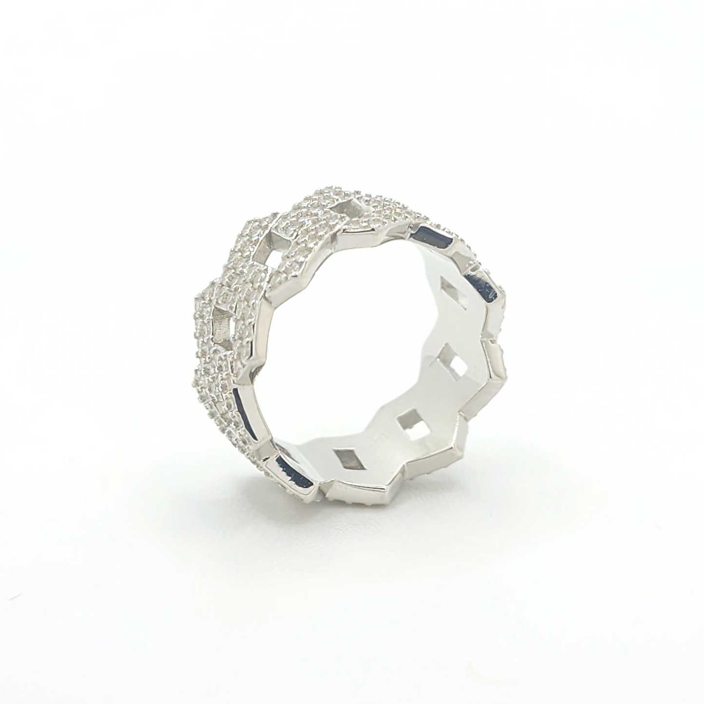 Moissanite 2-Row Cuban Link Ring