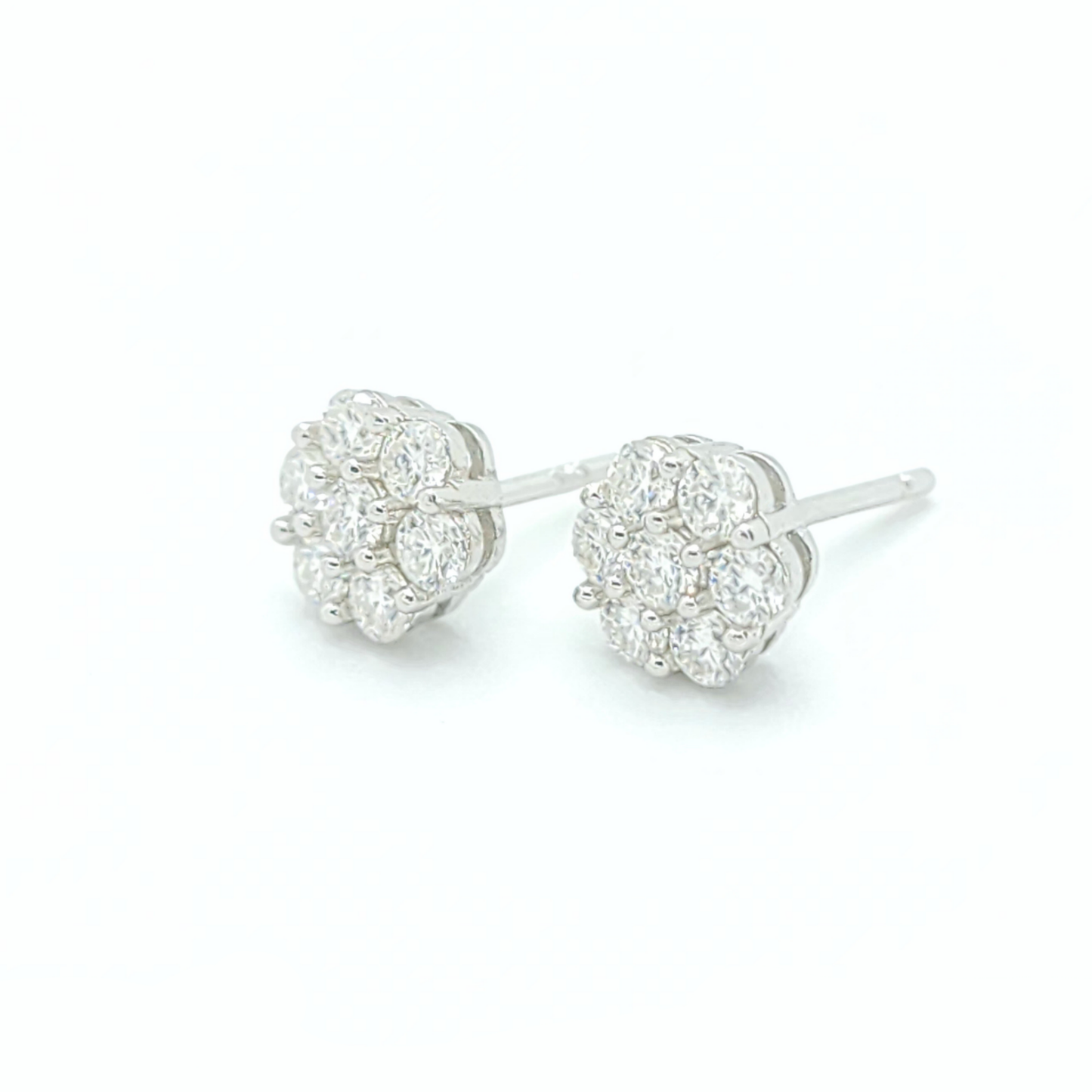 Moissanite Sparkling Flower Cluster Earrings
