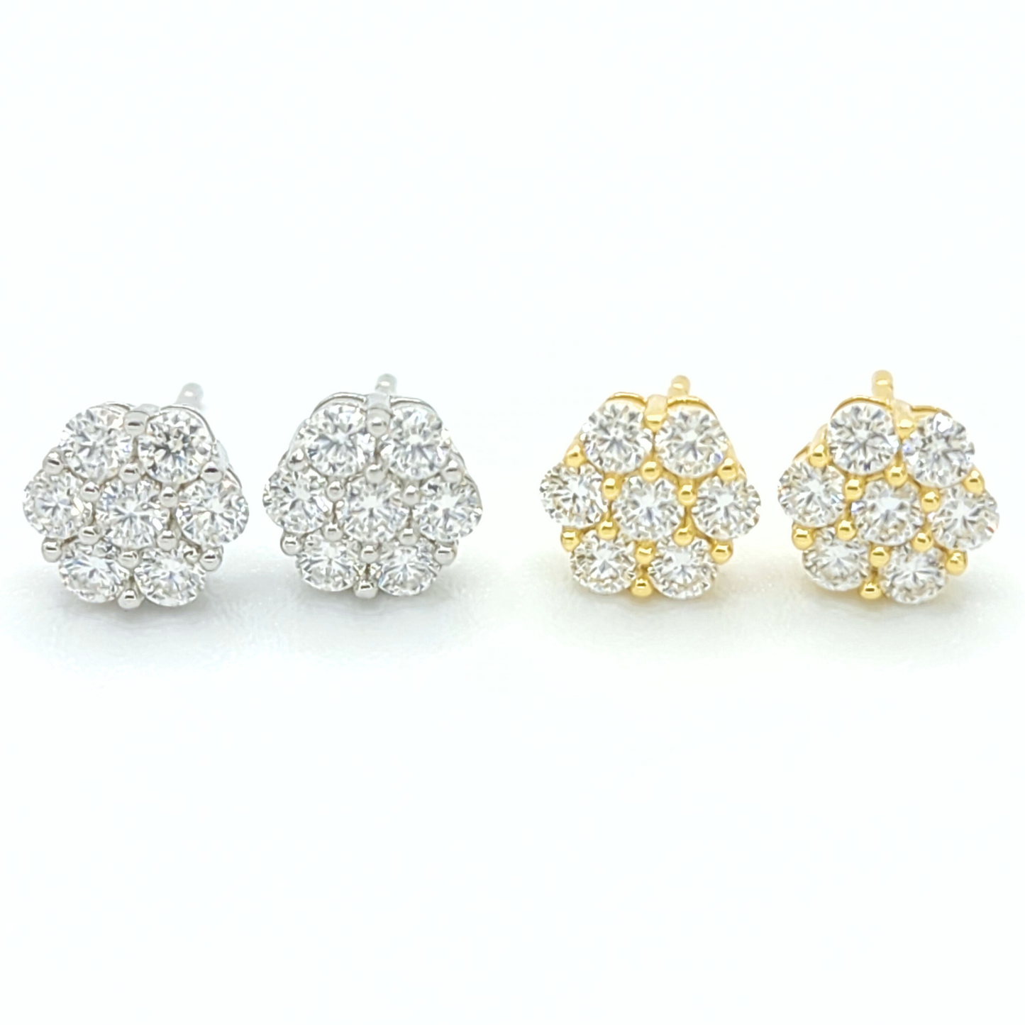 Moissanite Sparkling Flower Cluster Earrings