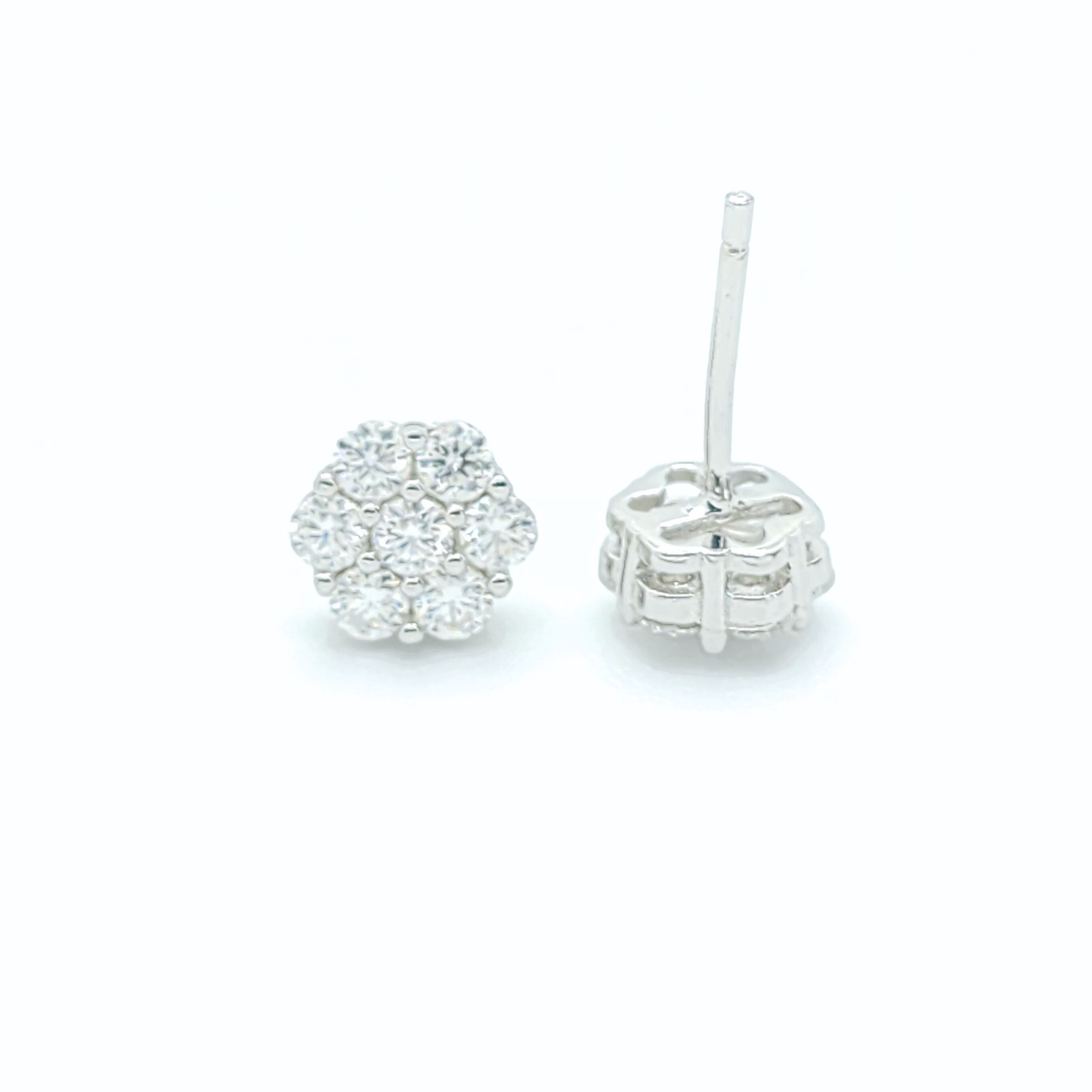 Moissanite Sparkling Flower Cluster Earrings