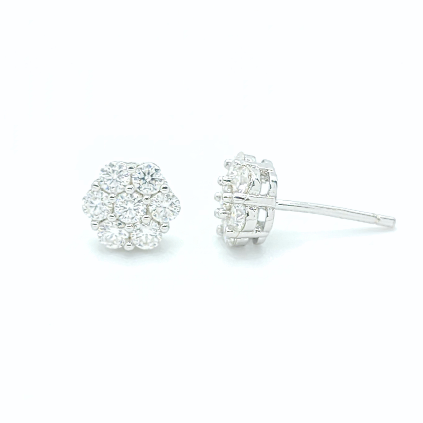 Moissanite Sparkling Flower Cluster Earrings
