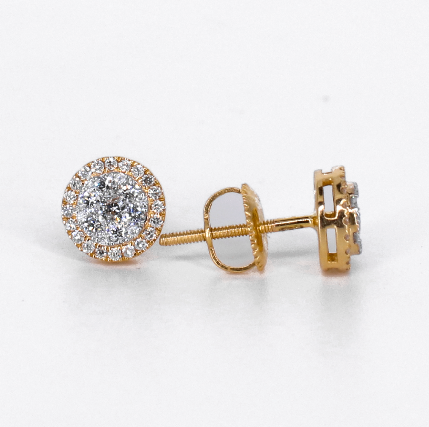 14k Solid Gold Lab Diamond 7.5mm Cluster Earrings