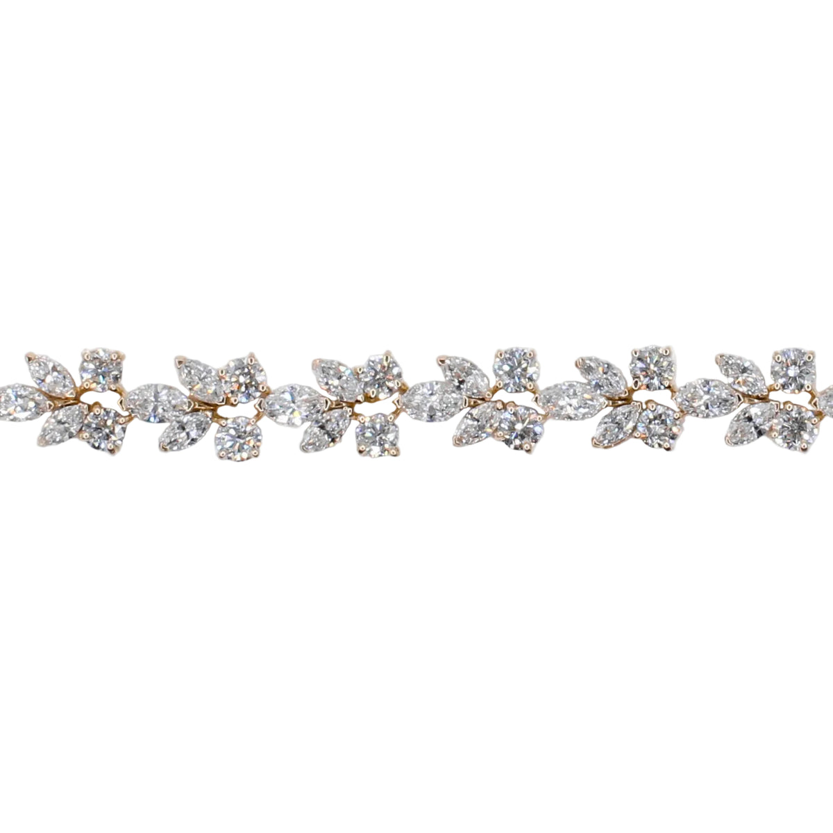 14k Solid Gold Lab Diamond Leaf Bracelet