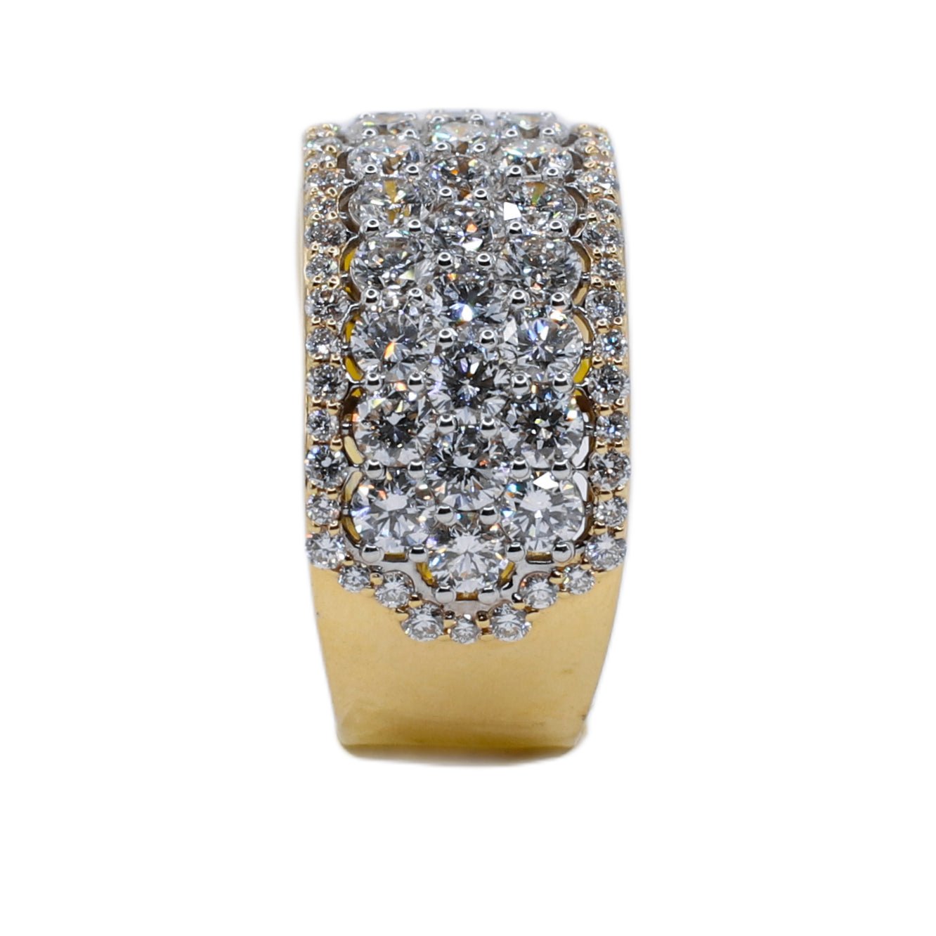 14k Solid Gold Lab Diamond Pave Cluster Men's Band