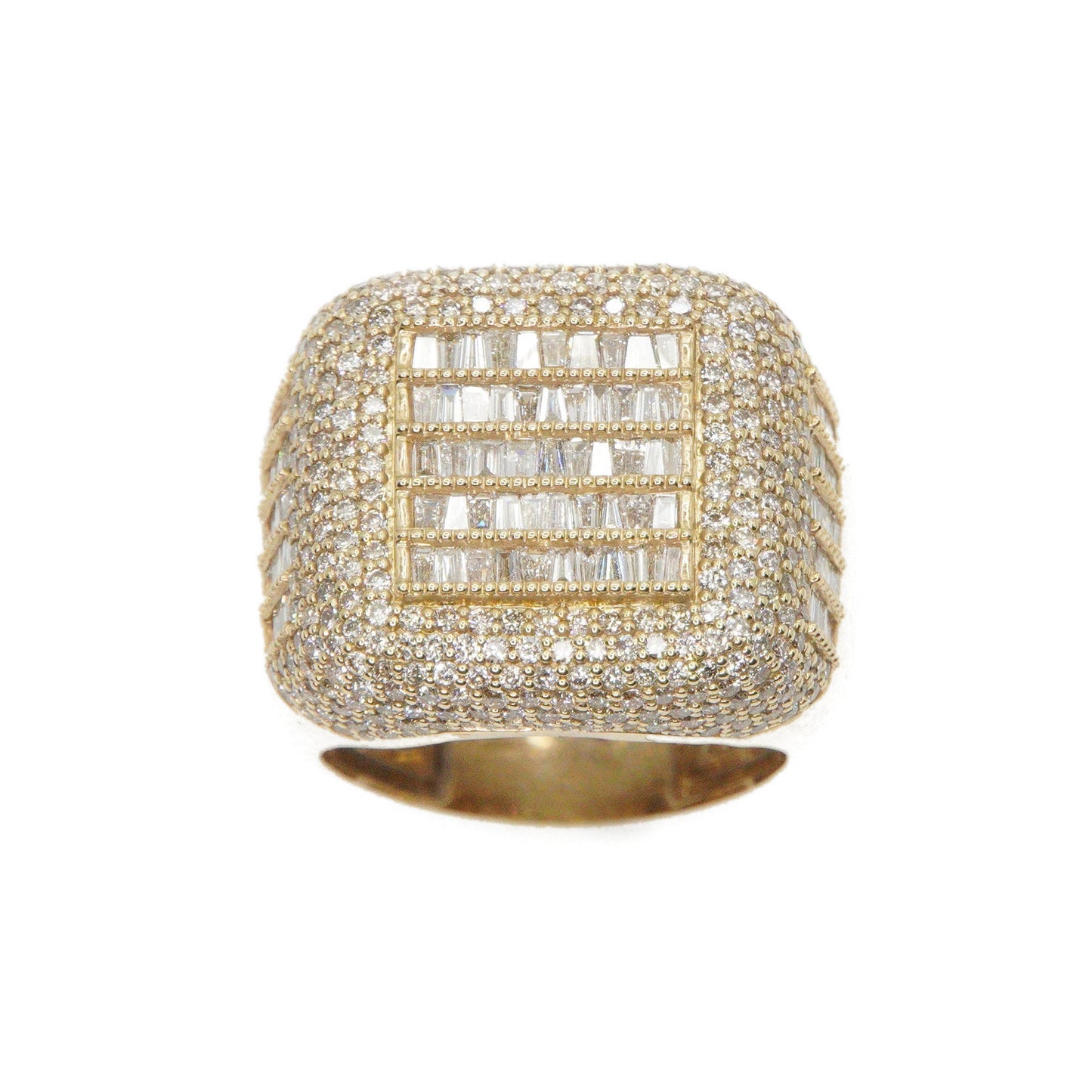 14k Solid Gold Lab Diamond Baguette Men's Ring