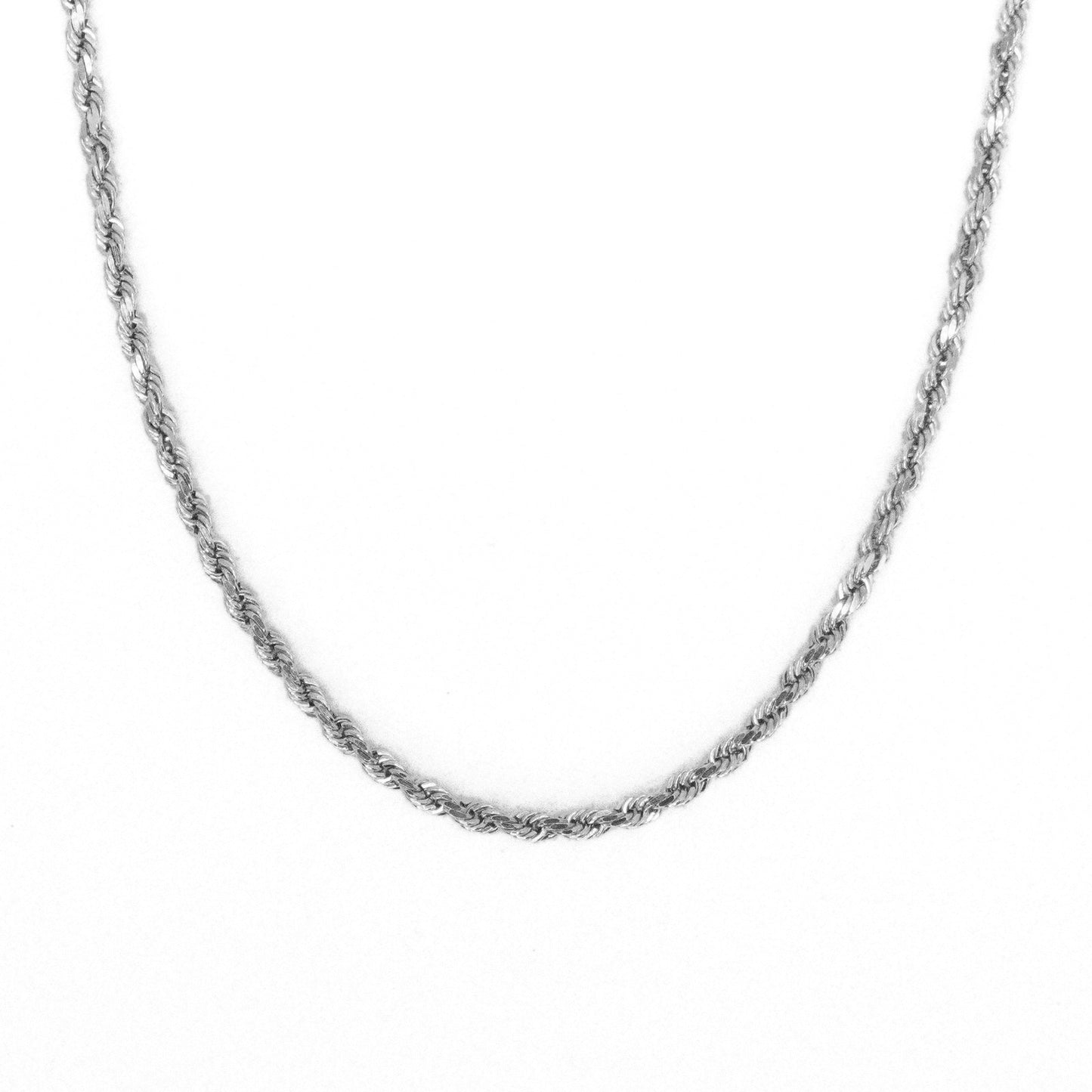 14k Solid White Gold 2.5mm Heavy Rope Chain