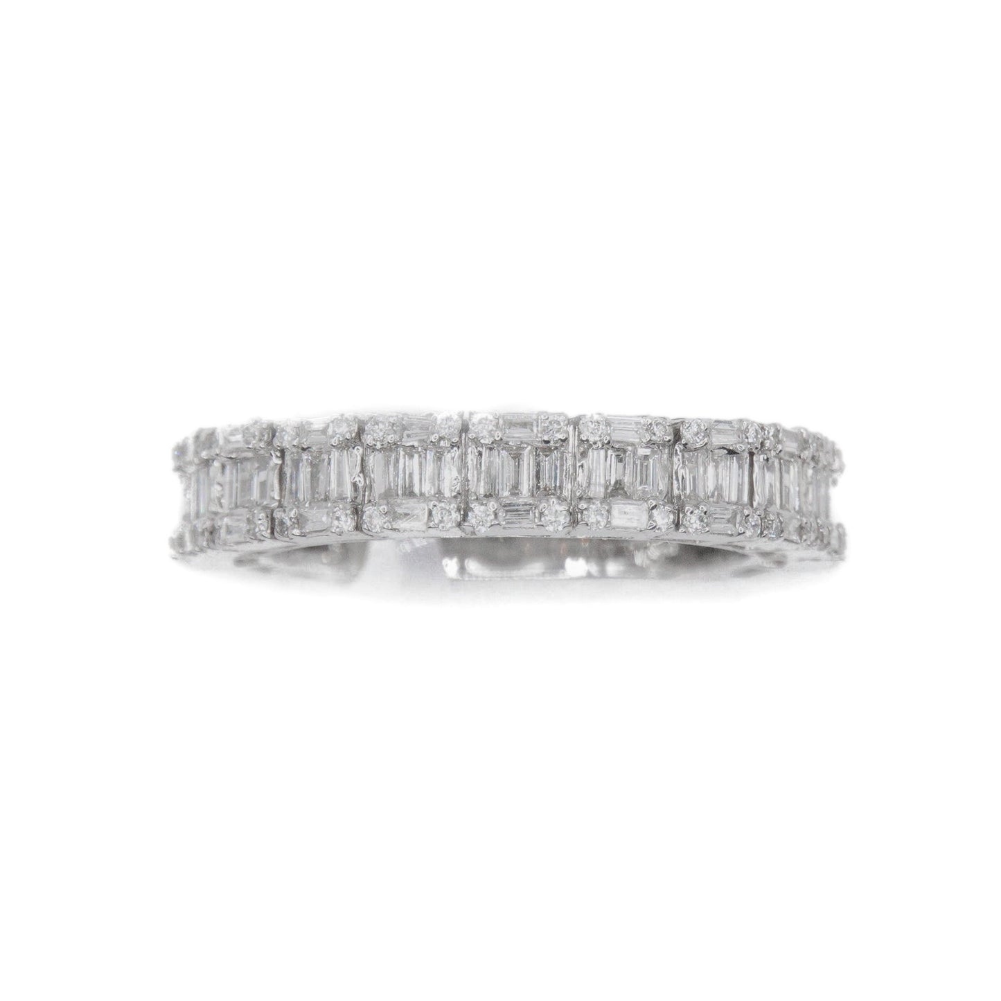 14k Solid White Gold Baguette Lab Diamond Band