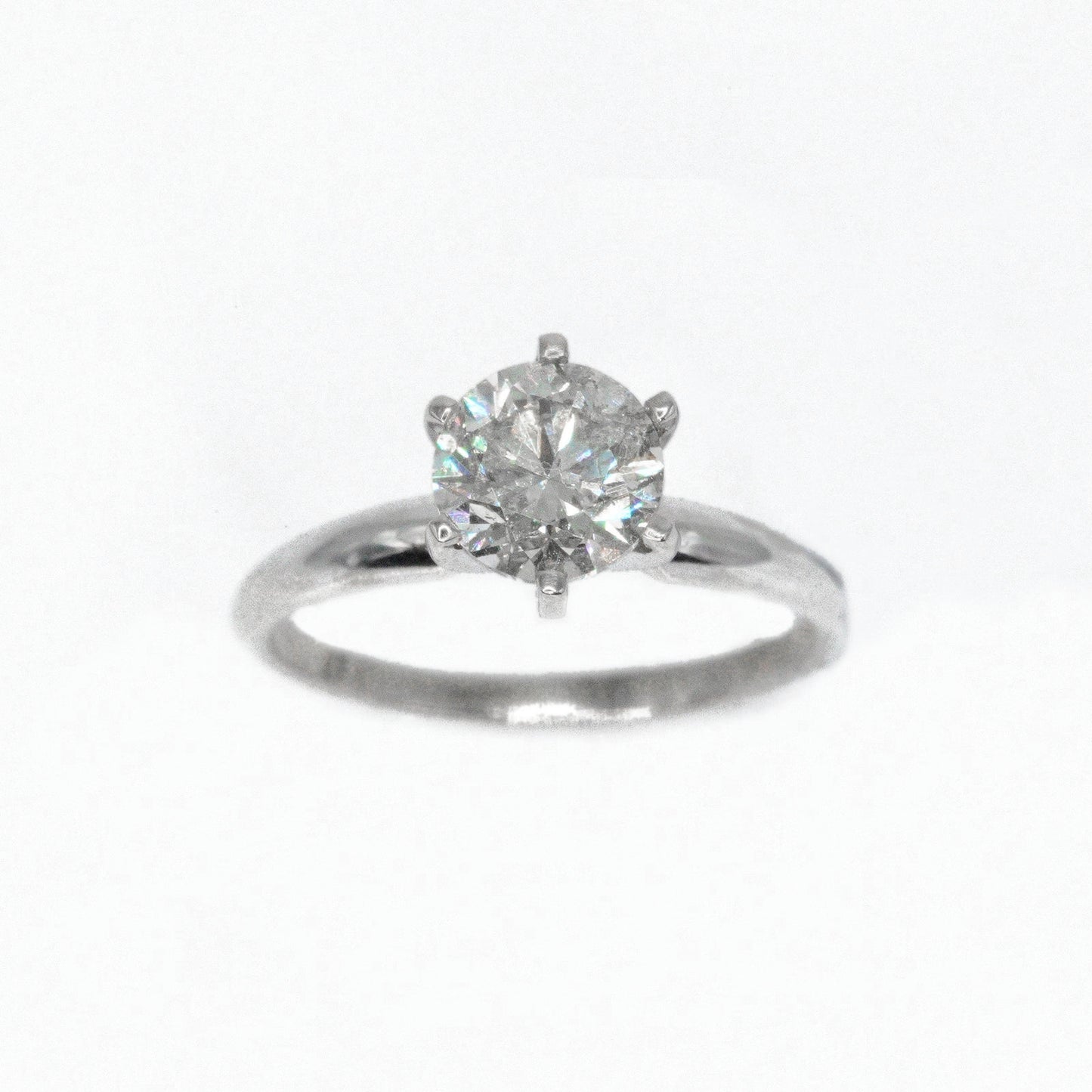 14k Solid White Gold Lab Diamond Traditional Solitaire Engagement Ring