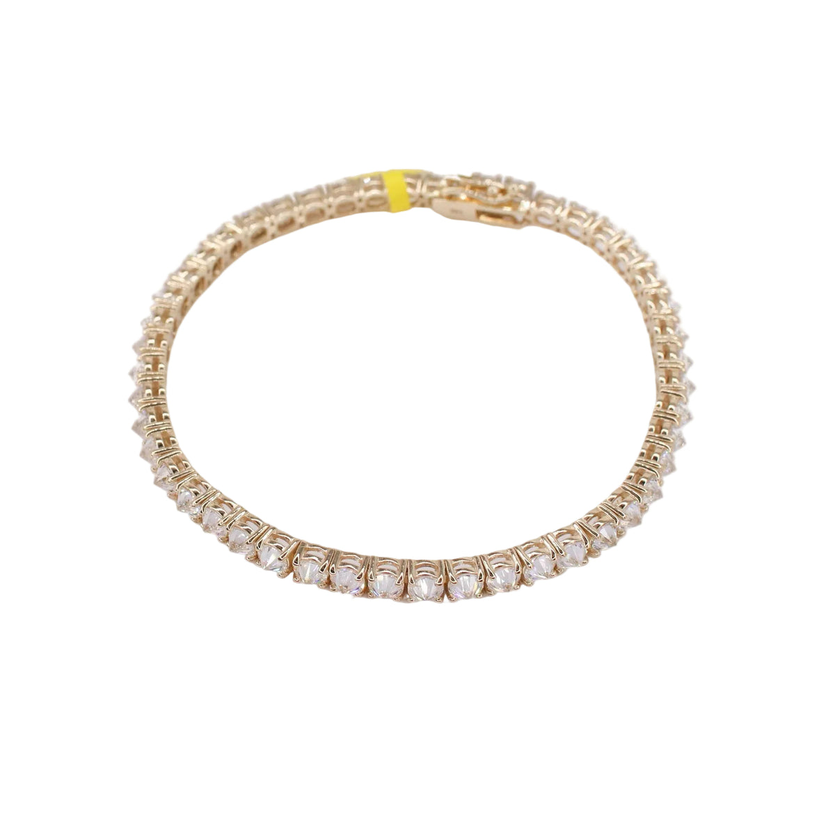 14k Solid Yellow Gold Lab Diamond Tennis Bracelet