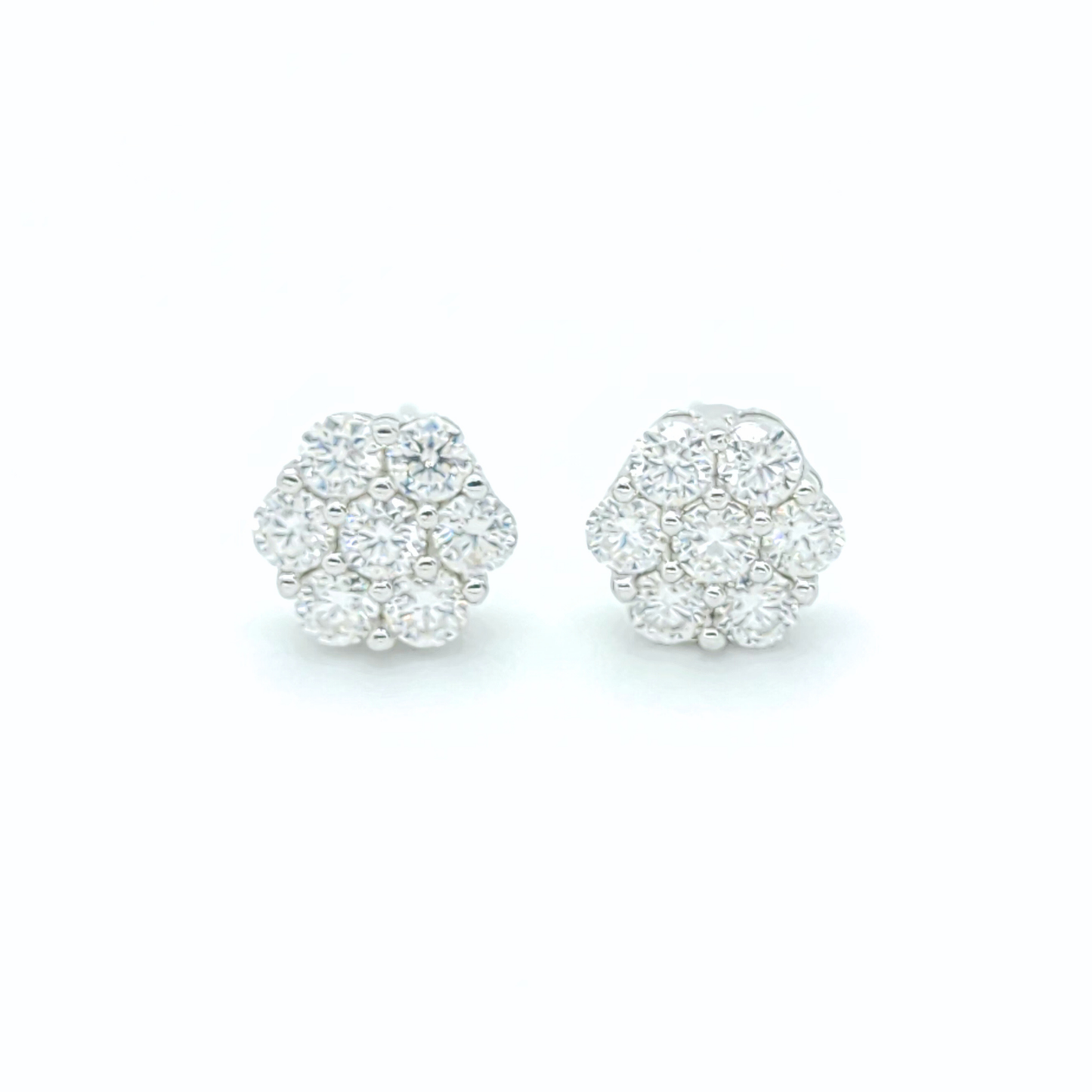 Moissanite Sparkling Flower Cluster Earrings