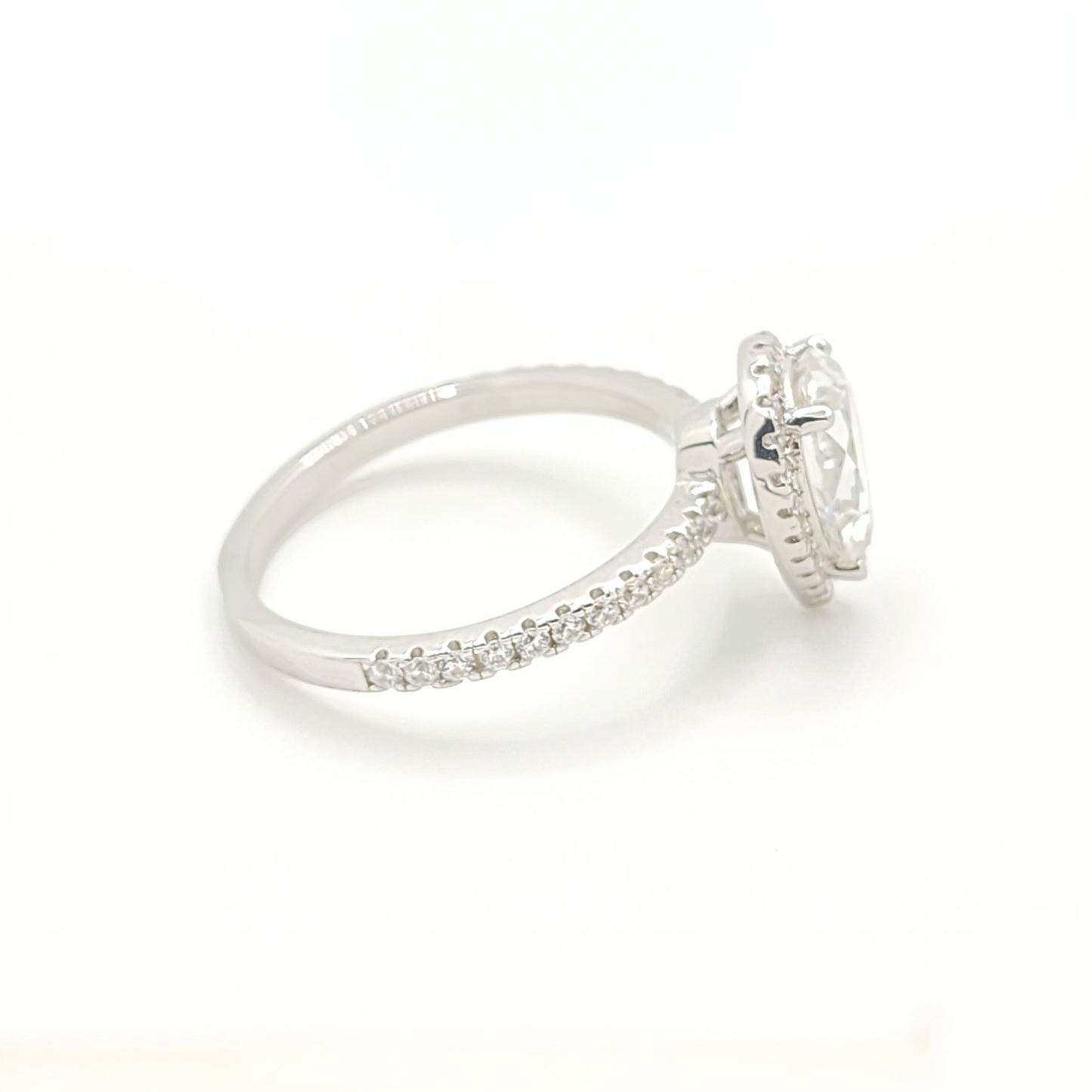 2ct Moissanite Pear Engagement Halo Ring