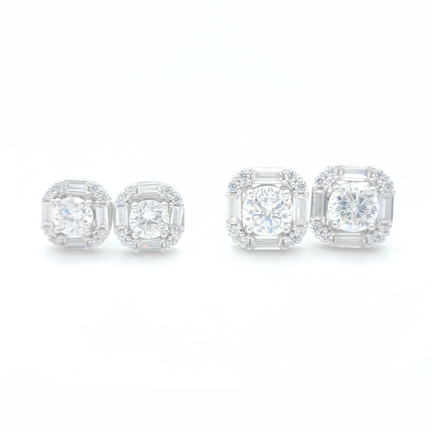 Moissanite Earrings Cluster Studs