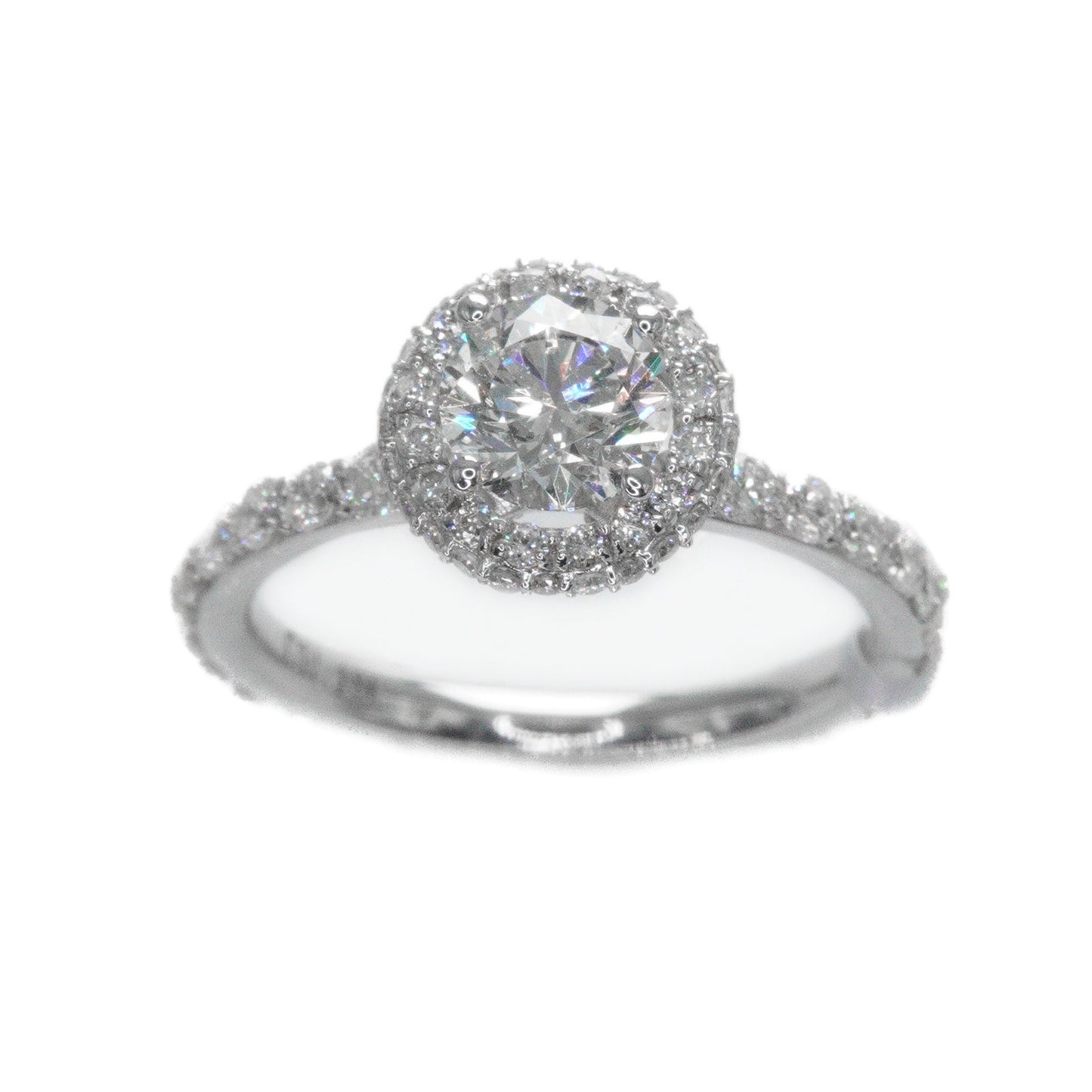 18k Solid White Gold Lab Diamond Round Halo Engagement Ring