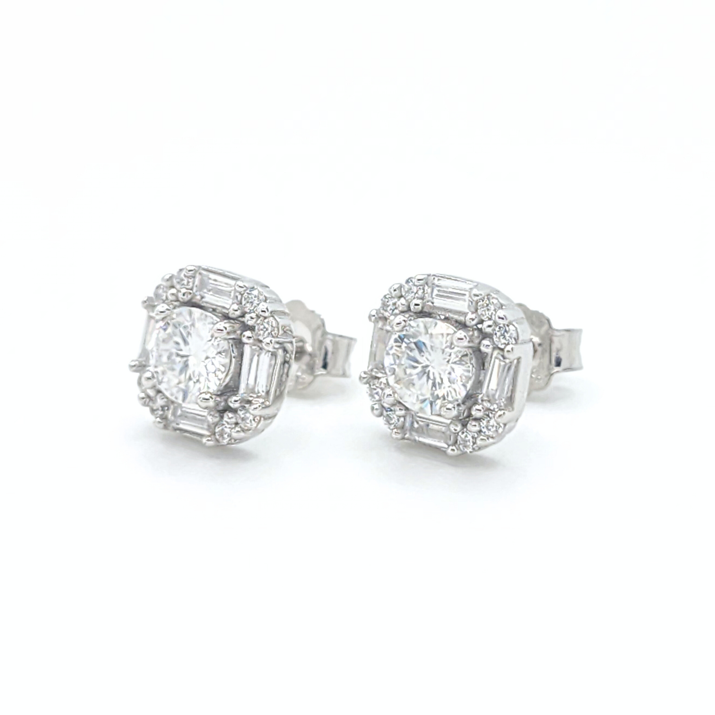 Moissanite Earrings Cluster Studs