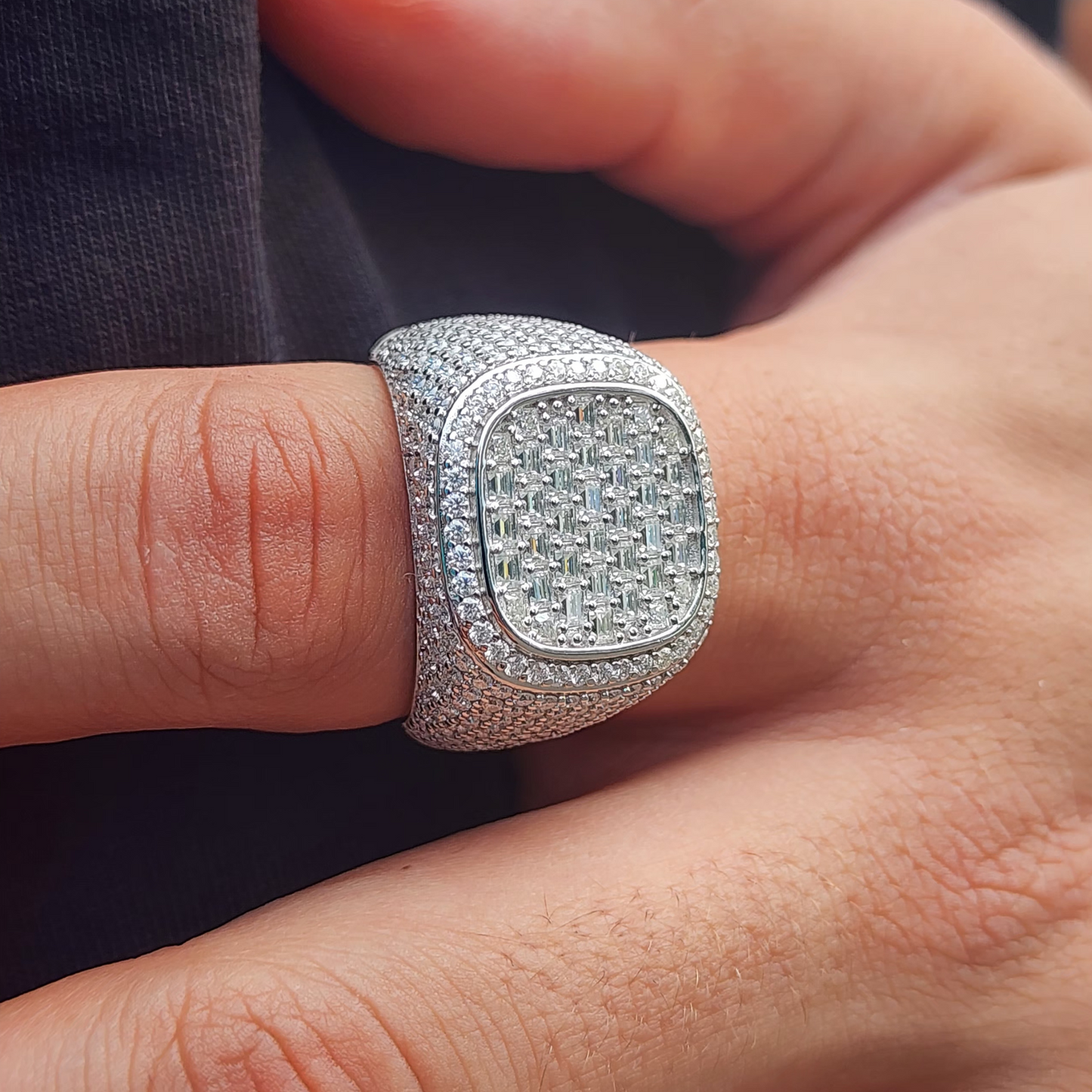 Moissanite Square Baguette Pavé Ring
