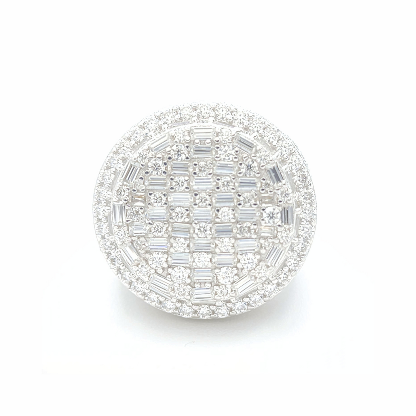 Moissanite Round Pavé Baguette Ring
