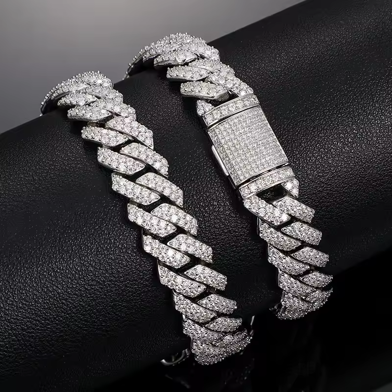 Moissanite Silver Cuban Bracelets (All Size)