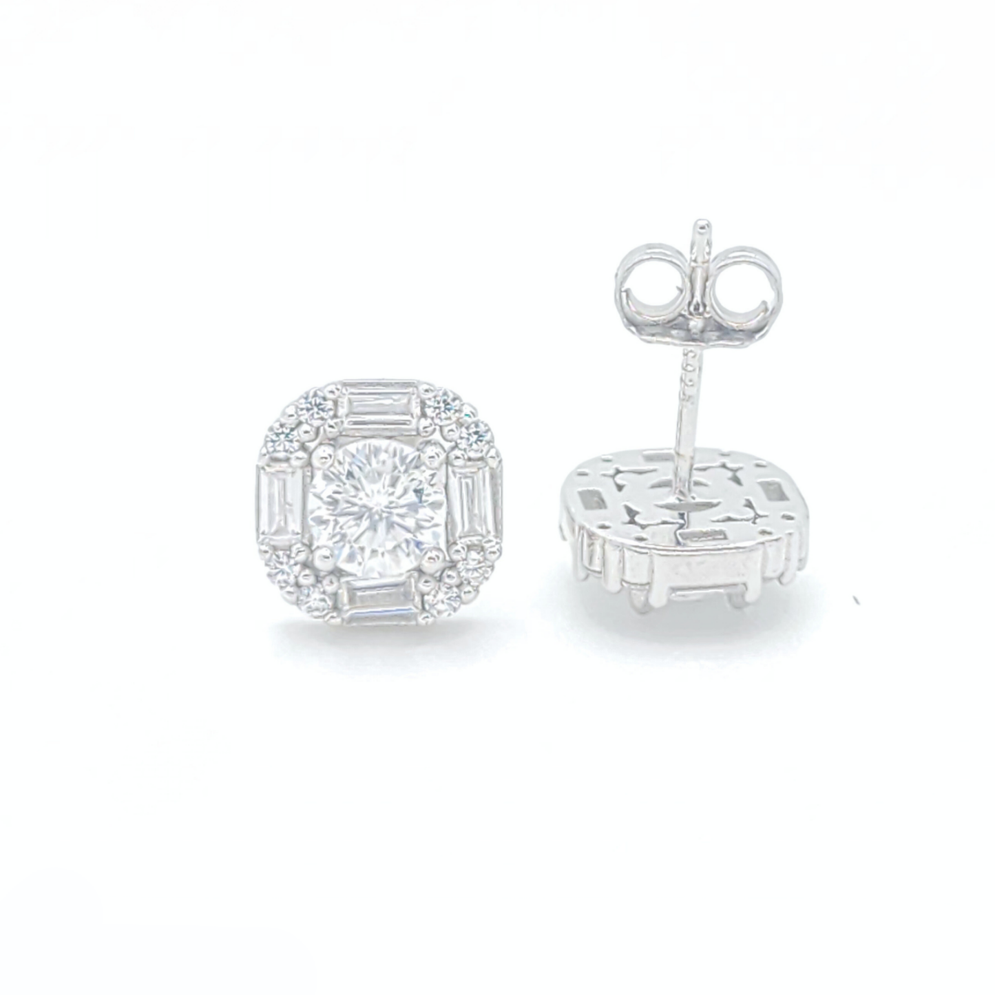 Moissanite Earrings Cluster Studs