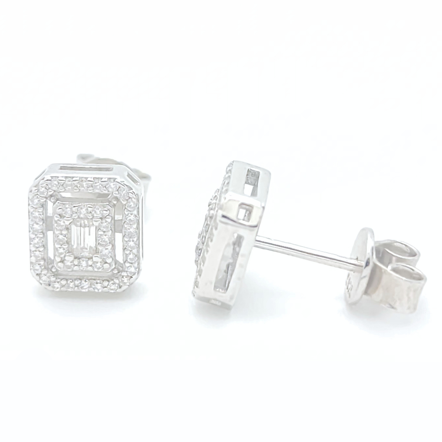 Moissanite Double Halo Earrings Cluster