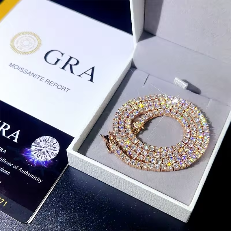 Moissanite Silver Tennis Chains (All Size)
