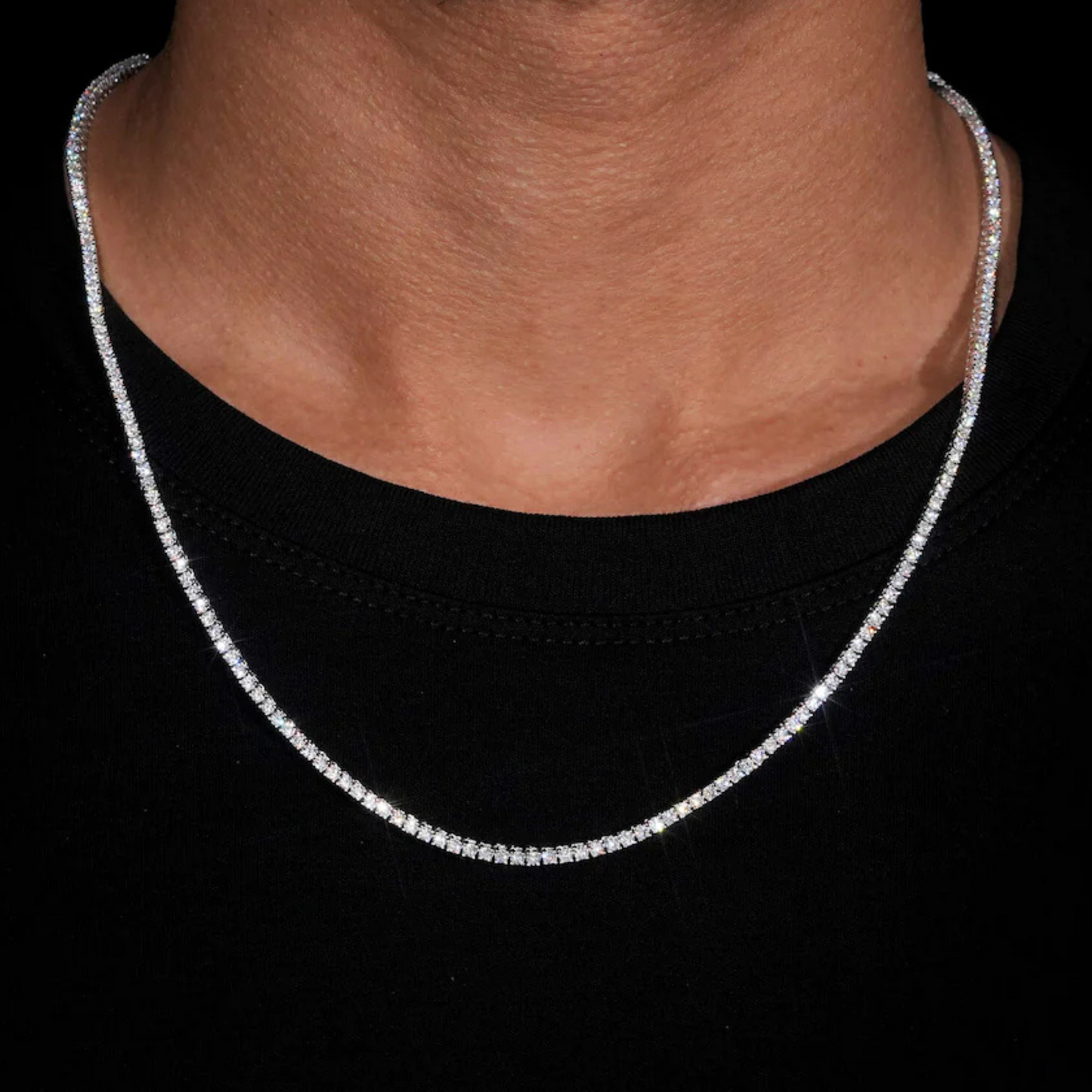 2mm Moissanite Silver Tennis Chains