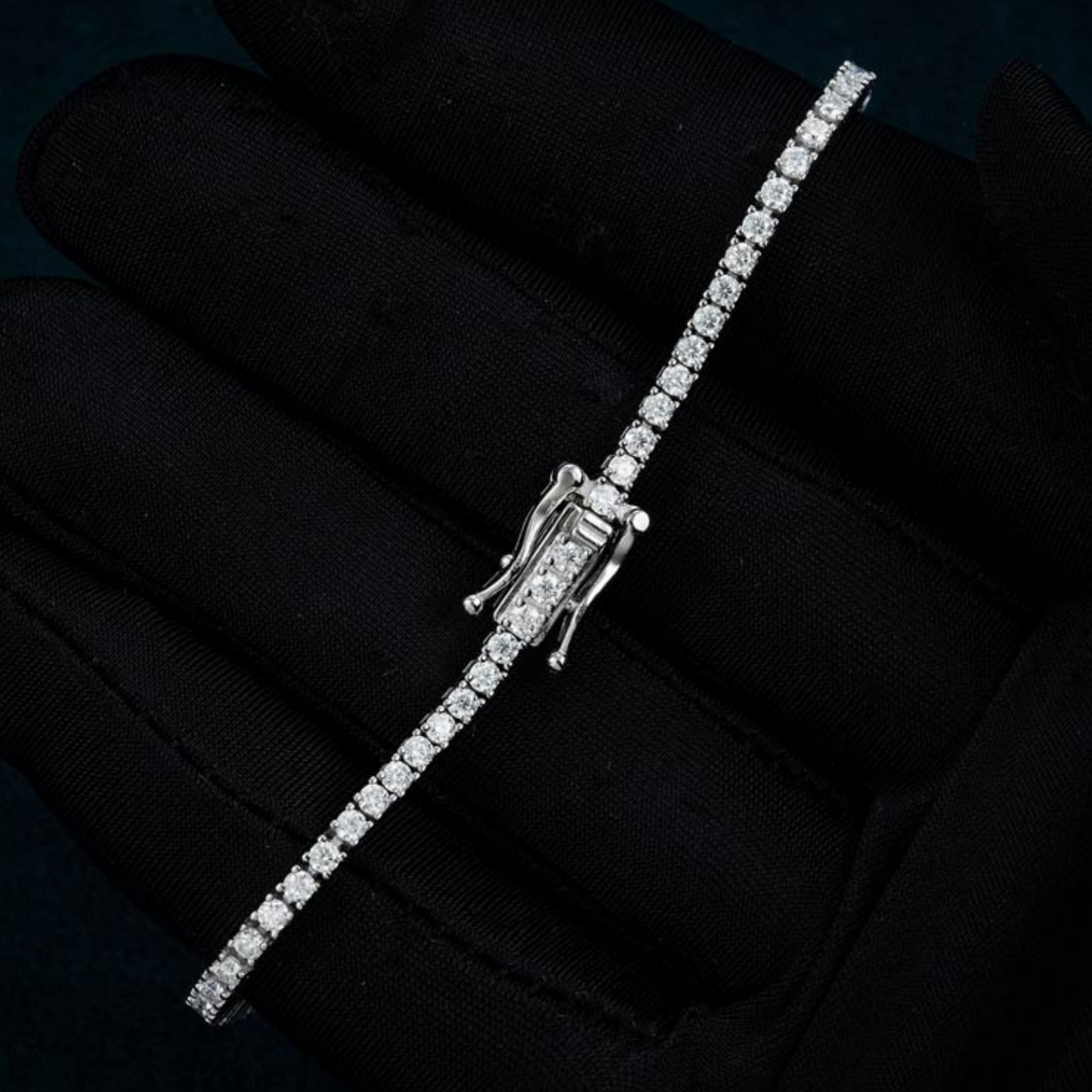 2mm Moissanite Silver Tennis Bracelet