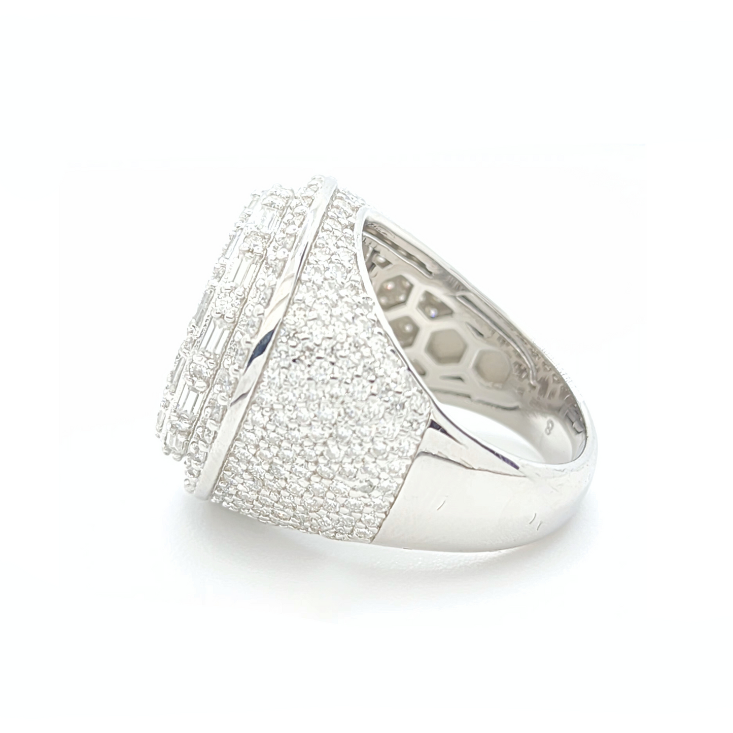 Moissanite Round Pavé Baguette Ring