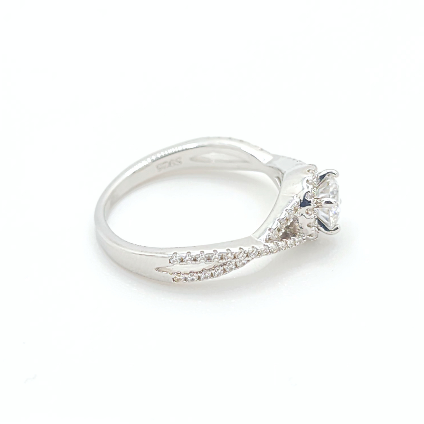 Moissanite Round Engagement Halo Ring