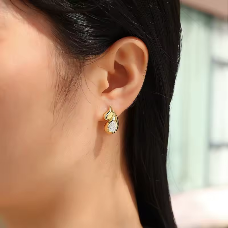 VVS Moissanite Tear Drop Stud Earrings