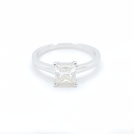 1ct Moissanite Princess Solitaire Engagement Ring