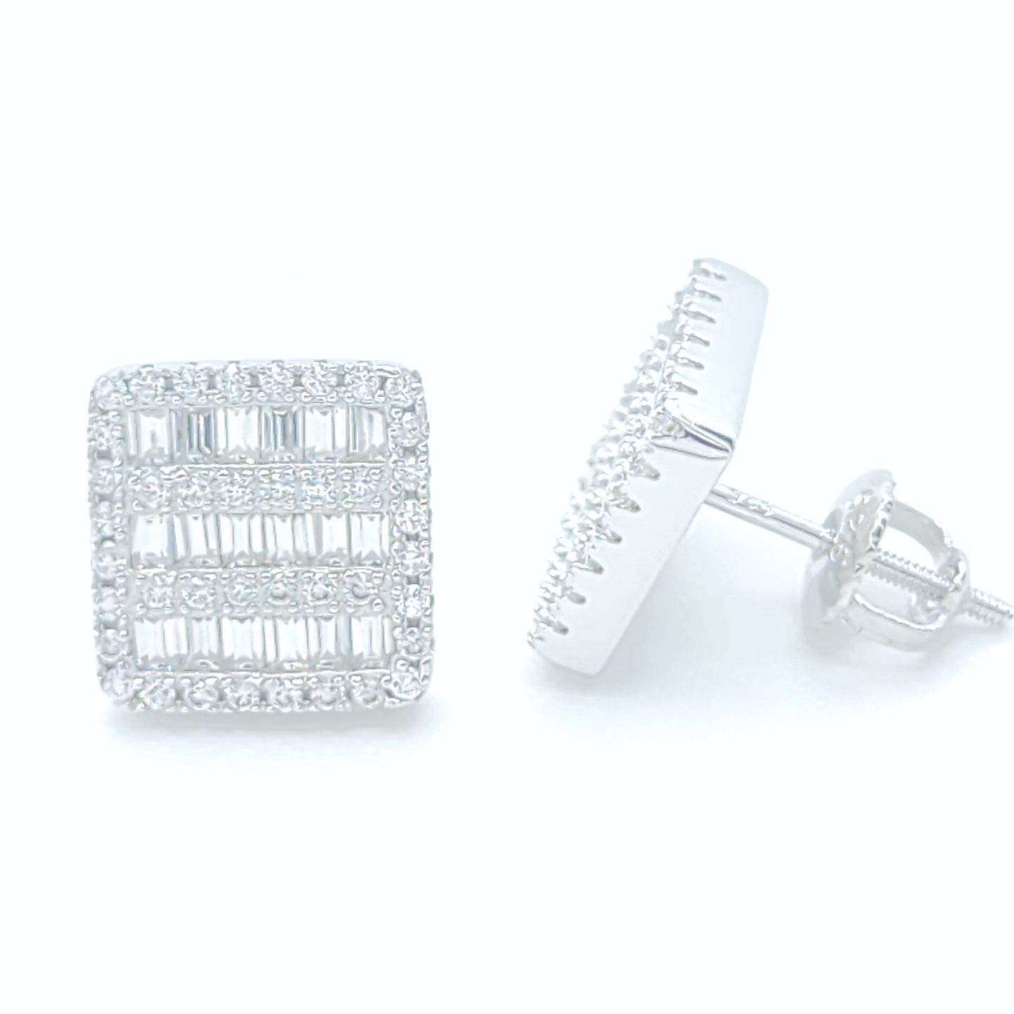 Moissanite Baguette Pavé Earrings