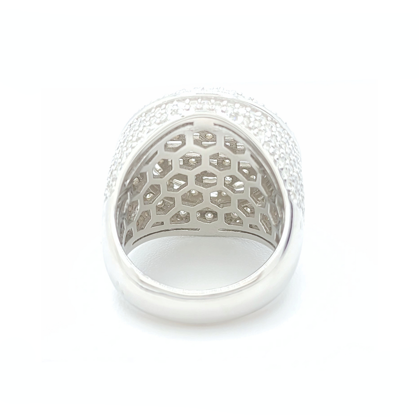 Moissanite Round Pavé Baguette Ring