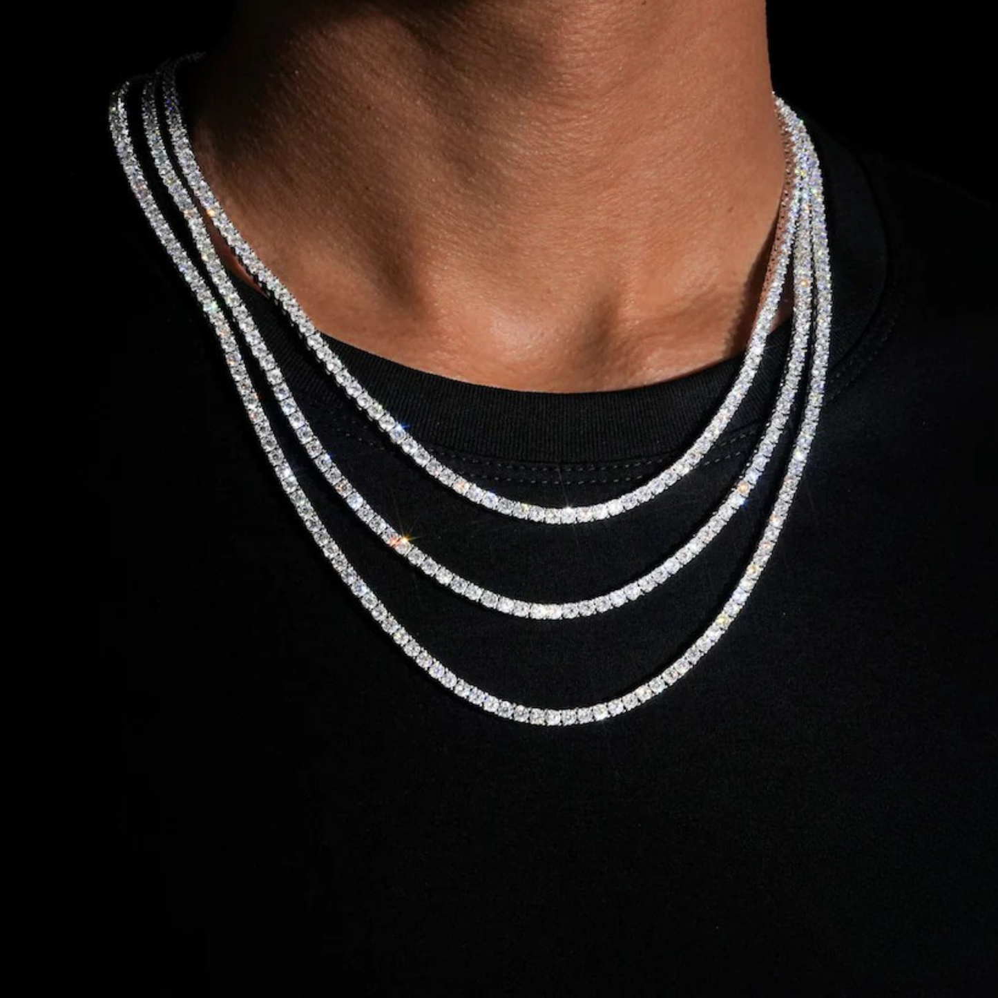 4mm Moissanite Silver Tennis Chains