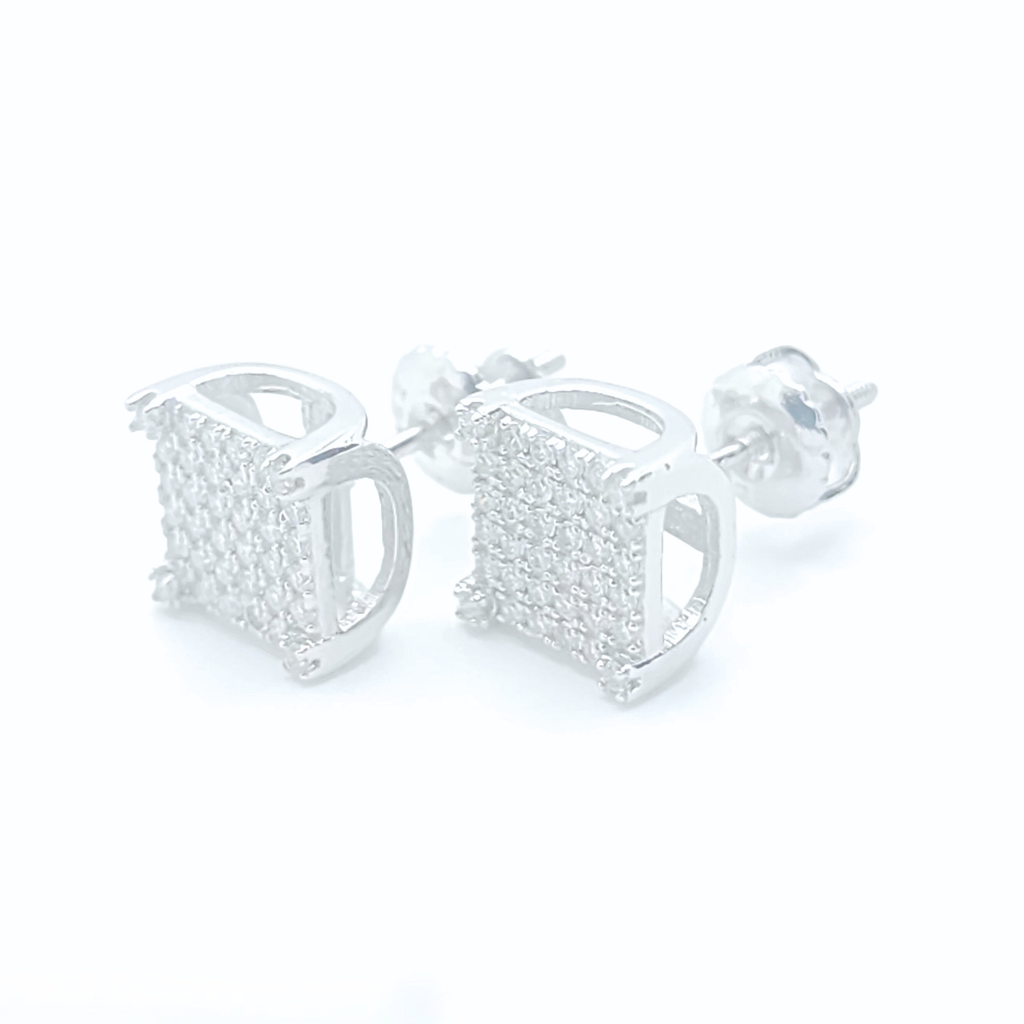 Moissanite Earrings Square Pavé