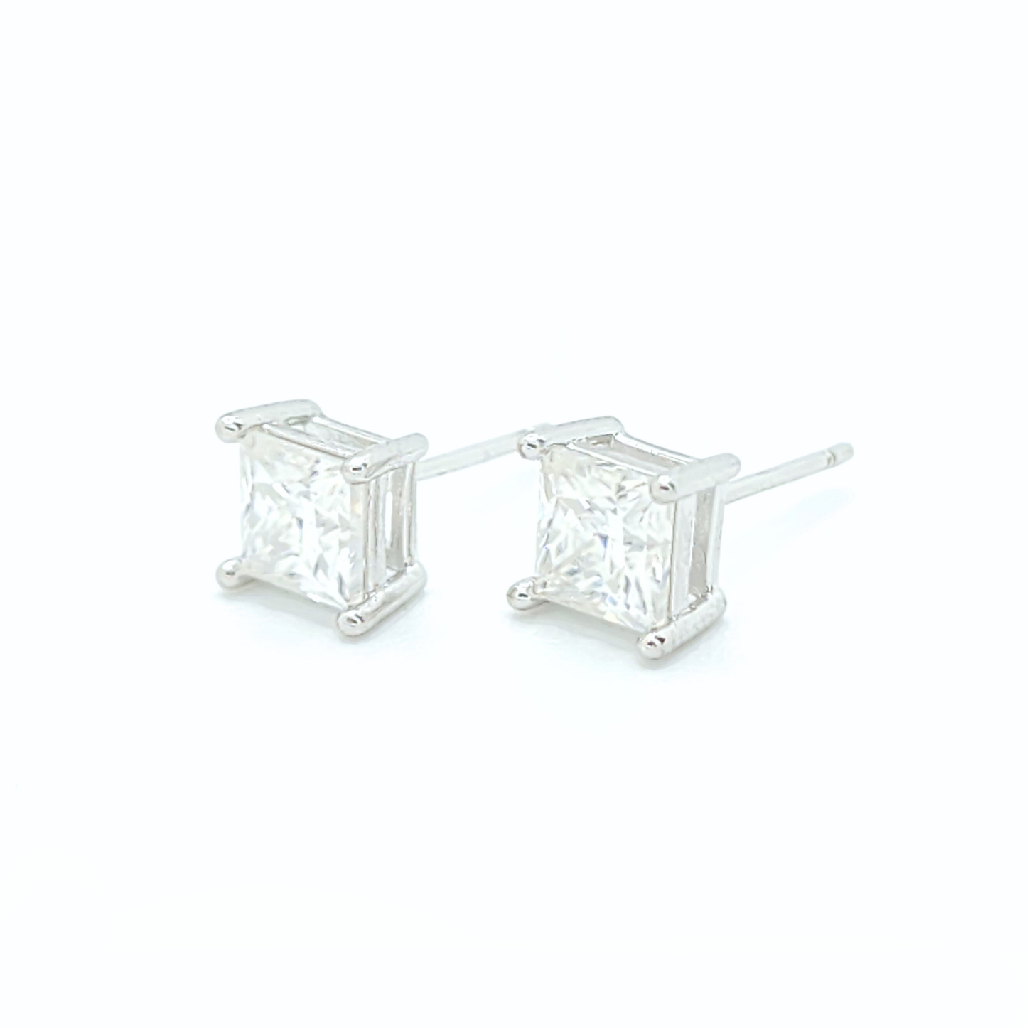 Moissanite Princess Stud Earrings