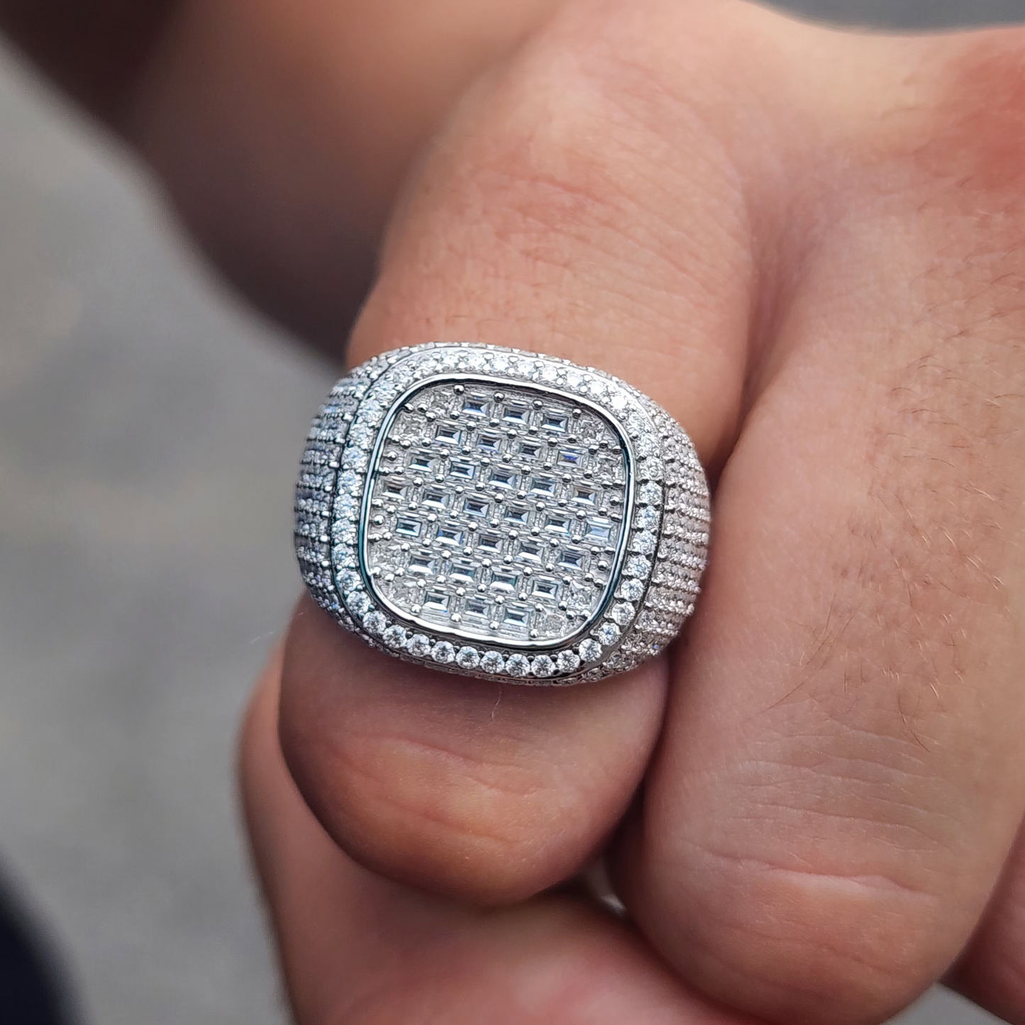 Moissanite Square Baguette Pavé Ring