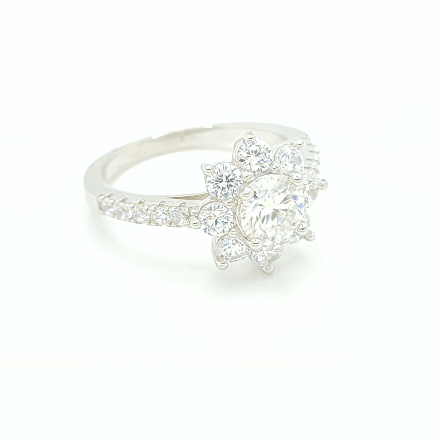 1ct Moissanite Engagement Flower Ring