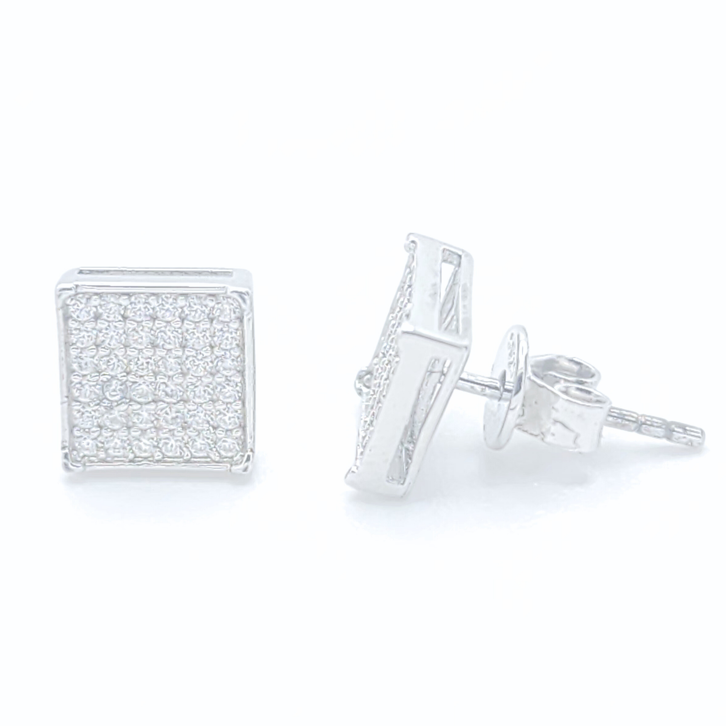 Moissanite Earrings Square Pavé Studs
