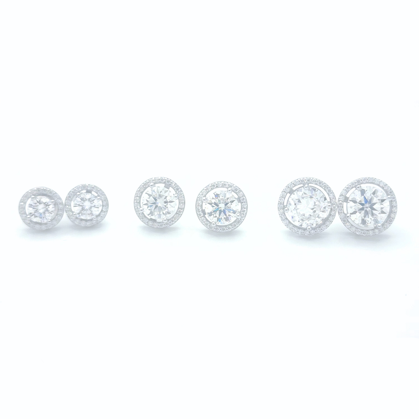 Moissanite Halo Stud Earrings